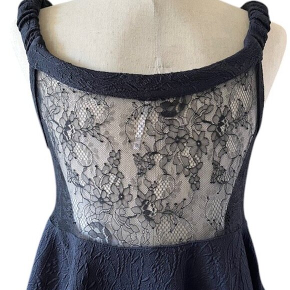 Free People Brooklyn Mini Dress Lace Insert Off Shoulder A-Line Textured Knit S - Picture 9 of 13